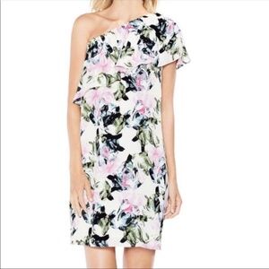 Vince Camuto Pink Green Floral One-Shoulder Dress